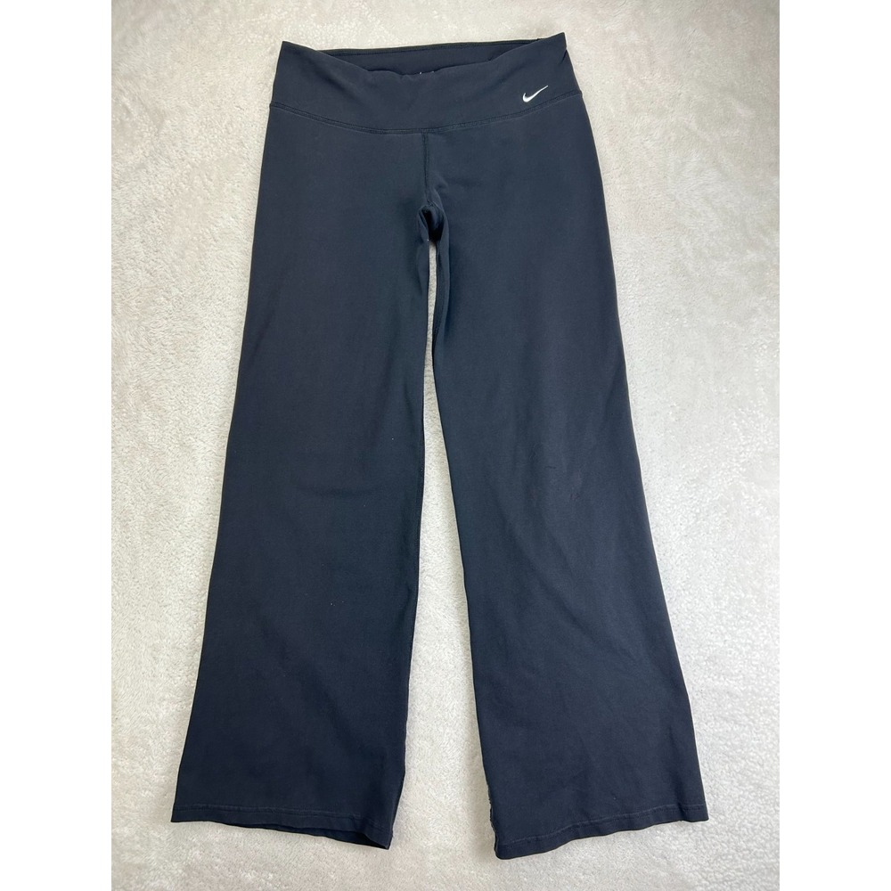 Nike Wide-Leg Yoga Athletic Pants Womens M Navy Blue Sweat-Wicking Comfort Knit